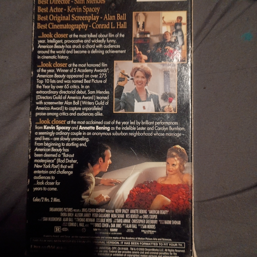 American Beauty VHS Tape - Black with Red Accent